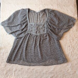 Blue Bird Charcoal Patterned Blouse